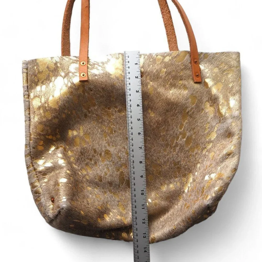 Remnant The‎ Rambler Leather Cream/ Brown / Gold Hide Bag Purse 15